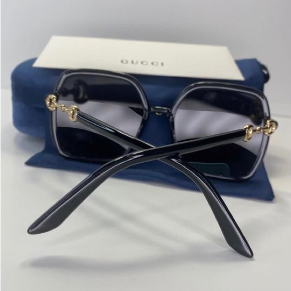 New 💯 Authentic Gucci Black Grey Square Ladies Gg0890s 001 55 Sunglasses - Picture 14 of 16